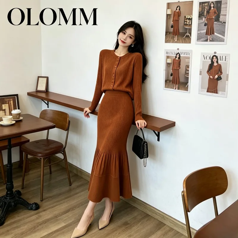 Miyake Pleated 2026 New Spring and Autumn High-End Solid Color Ruffled Cardigan Top and Fishtail Skirt Pleated Two-Piece Set