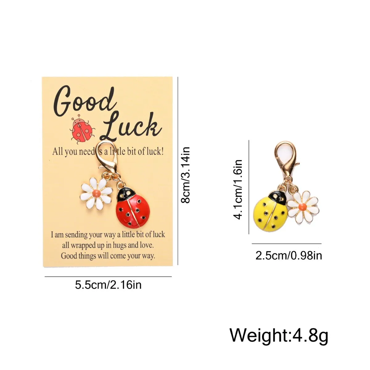 جديد سبيكة النفط يقطر الحشرات الخنفساء ديزي المفاتيح قلادة، هدية العيد حسن الحظ الإنجليزية تشجيع بطاقة المعايدة #5
