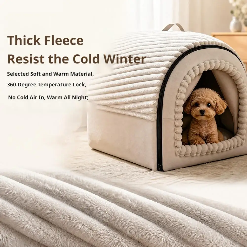 Winterwarmes Katzenbett, geschlossenes Höhlenhaus, weiches Plüsch-Kordel-Katzenbett, waschbares Indoor-Katzennest für kleine Hunde und Kätzchen – Detail 14