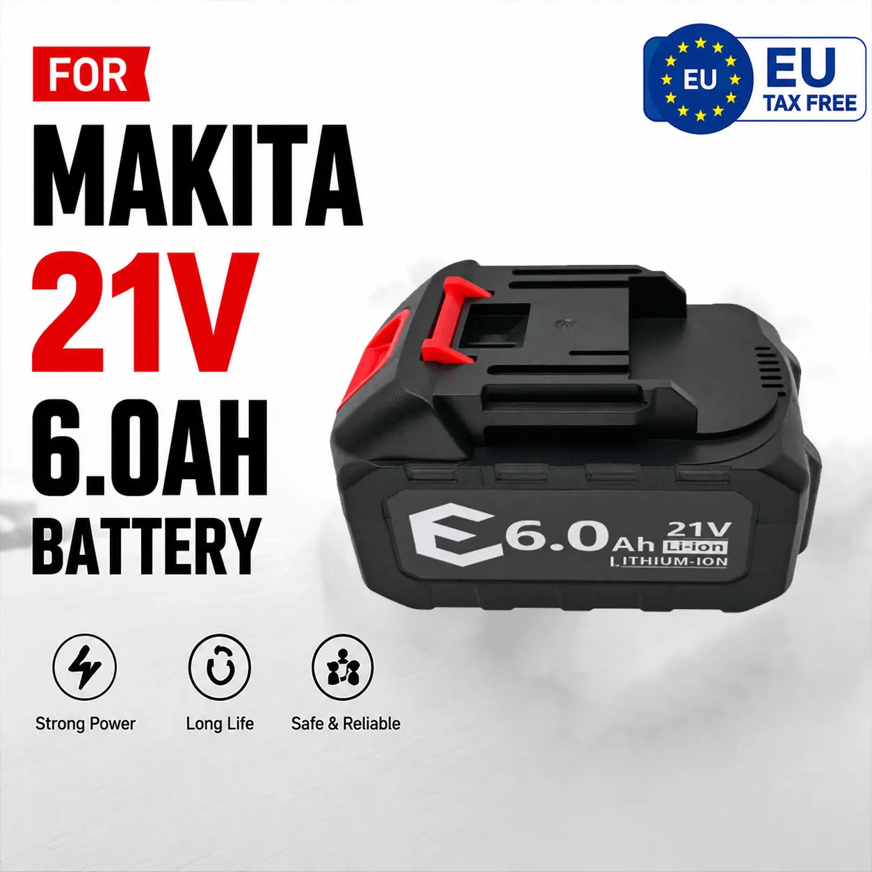 Batterie 21V 6.0Ah pour outils électriques Makita 18V, accessoires de remplacement BL1860 BL1850 / Pack de batteries rechargeables Li-ion