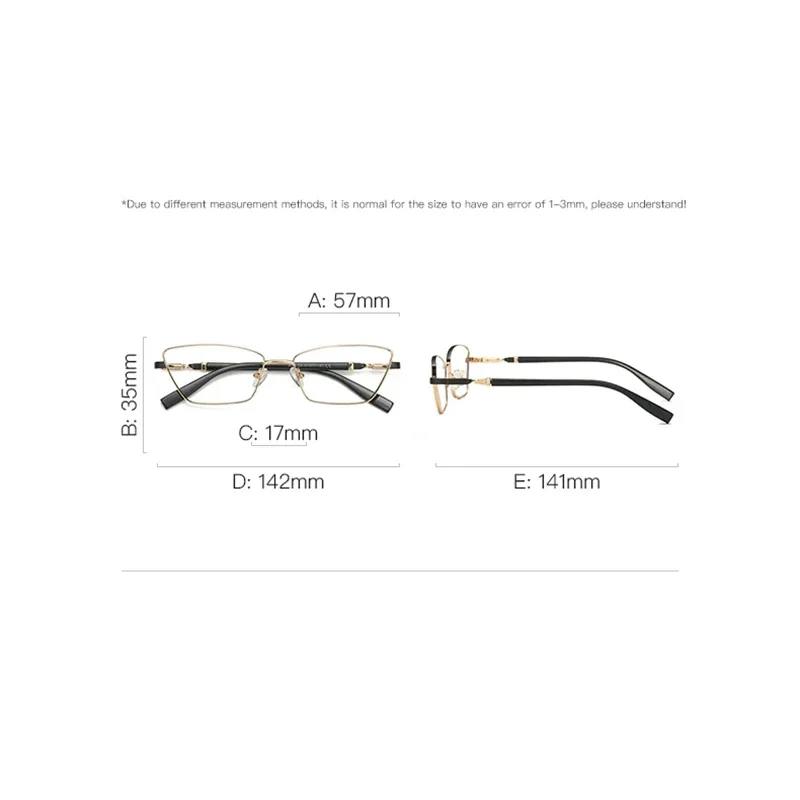 New Fashion Small Cat Eye Anti Blue Light Reading Glasses Women Metal Myopia Prescription Glasses Women\'s Optical Glasses Frame