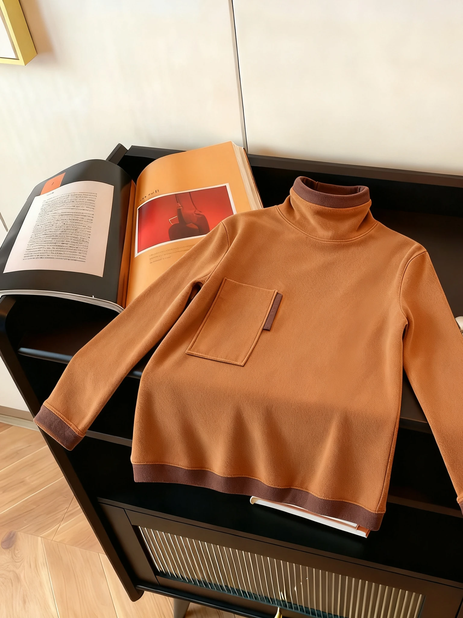 

Thiened Oversized Hoodie Women's Commuter Sle Color Blo f High Collar Overhead irt Artistic Loose Fit Winter Long ...