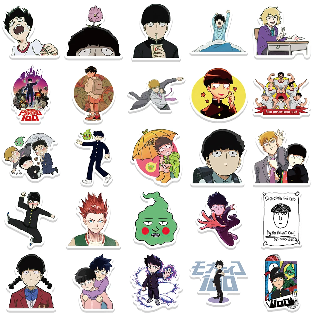 10/30/52PCS Anime Mob Psycho 100 Stickers Cartoon Funny Graffiti Decals Kids Toy Gift DIY Laptop Phone Suitcase Phone Sticker