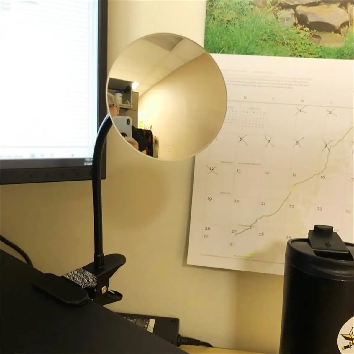 

A20I Clip on Security Mirror, Convex Cubicle Mirror for Personal Safety and Security Desk Rear View Monitors or Anywhere