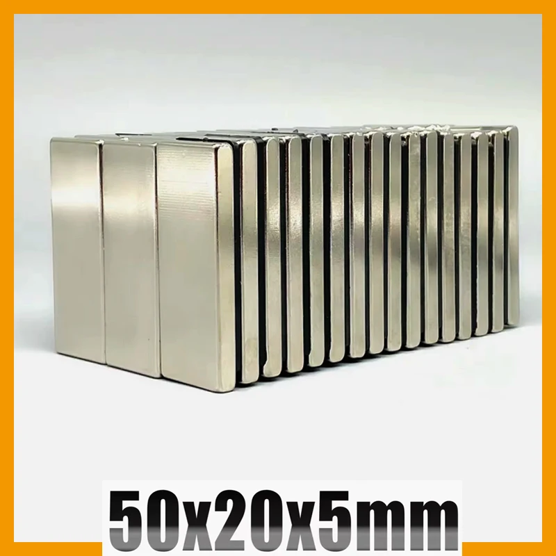 50x20x5mm 1/2/5/10pcs Strong Powerful N35 Block Big Magnets 50x20x5 Neodymium Magnet Permanent Magnets 50*20*5mm Building Office