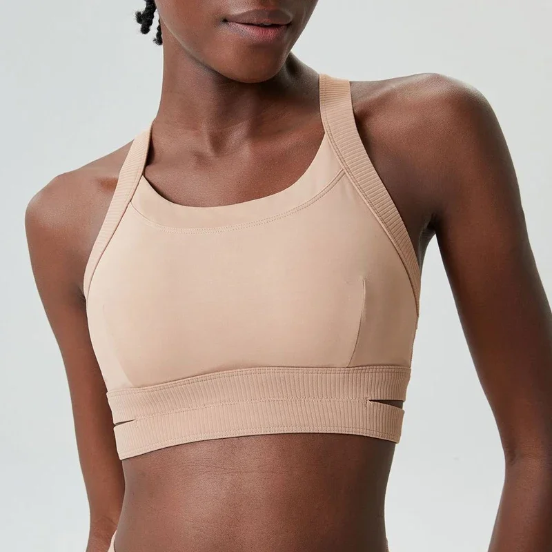 Soutien-gorge de Yoga à fort Impact pour femmes, couleur unie, sous-vêtements de sport réglables, Push-Up, haut court de gymnastique, vêtements d'entraînement respirants