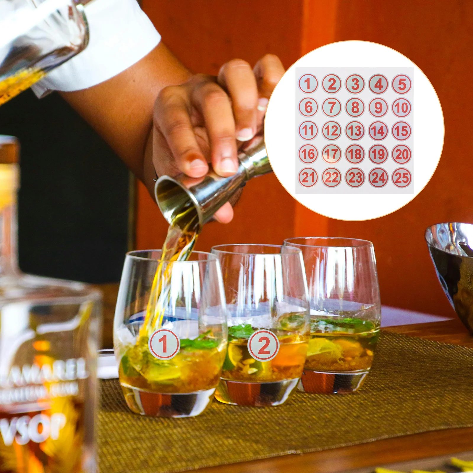 Waterproof Number Stickers 1-25 Self-Adhesive Tear-Resistant Dots For Bottles Cups Containers Outdoor School Office