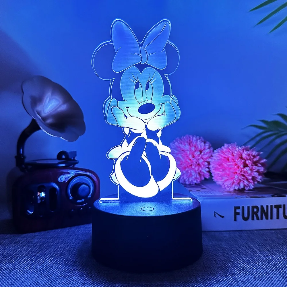 Mickey Mouse 3D Night Light LED 7 /16 Colors Color Changing Lights Bedroom Decoration Toys Kids Kids Birthday Gift