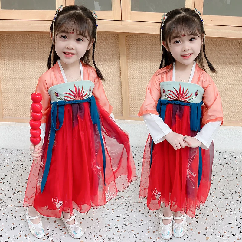 Mädchen Neue Chinesischen Stil Alte Stickerei Retro Hanfu Fee Süße Reizende Prinzessin Rock Party Abend Leistung Kleid Vestido