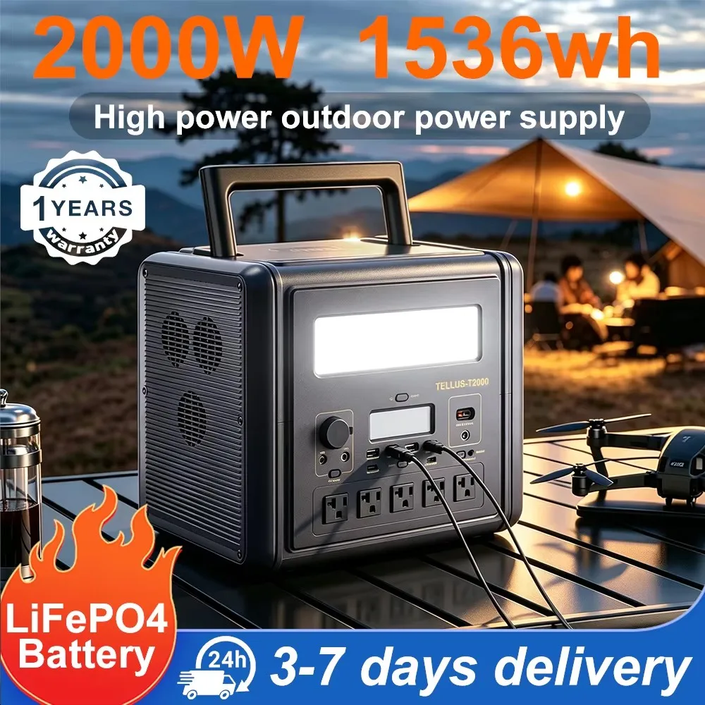 GSIKE 2000W PRO Portable Power Station LiFePO4 Battery Pure Sine Wave 110V AC Outlet Peak 4000W Solar Generator MPPT Fast Charge Backup Camping RV Van Life Power Supply