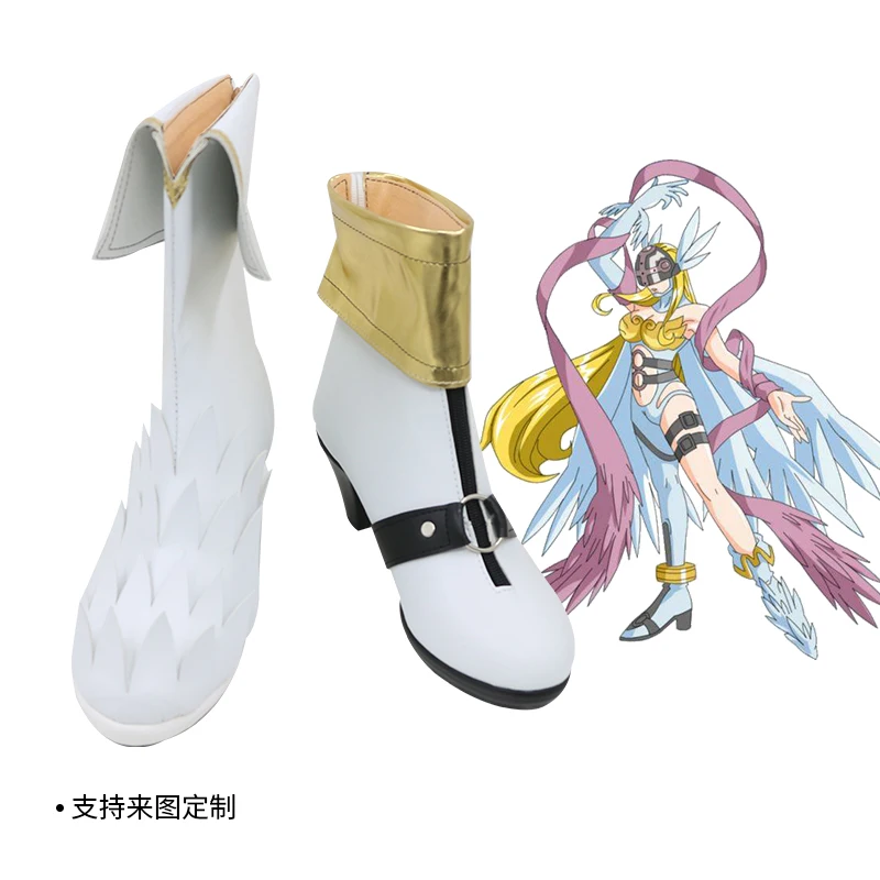 

Angewomon Cosplay Shoes Boots Anime Fancy Women Girl Angel Halloween Carnival White Boots Custom Made