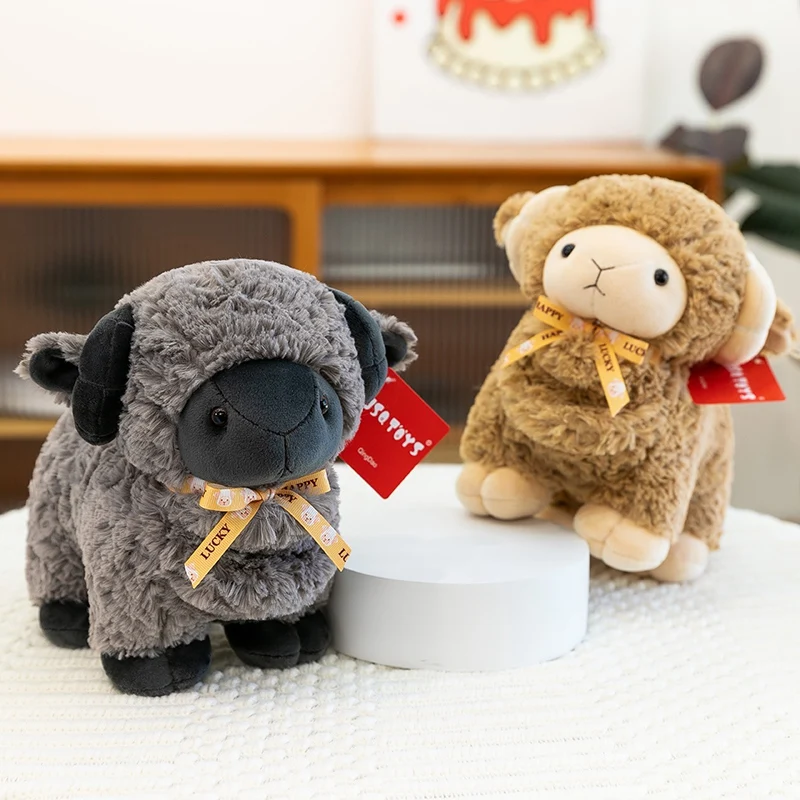 23cm Soft Curly Sheep Plush Toys Movie Stuffed Animals Soft Alpaca Plush Dolls Stuffed Sheep Plushie Baby Toys Gifts for Kids