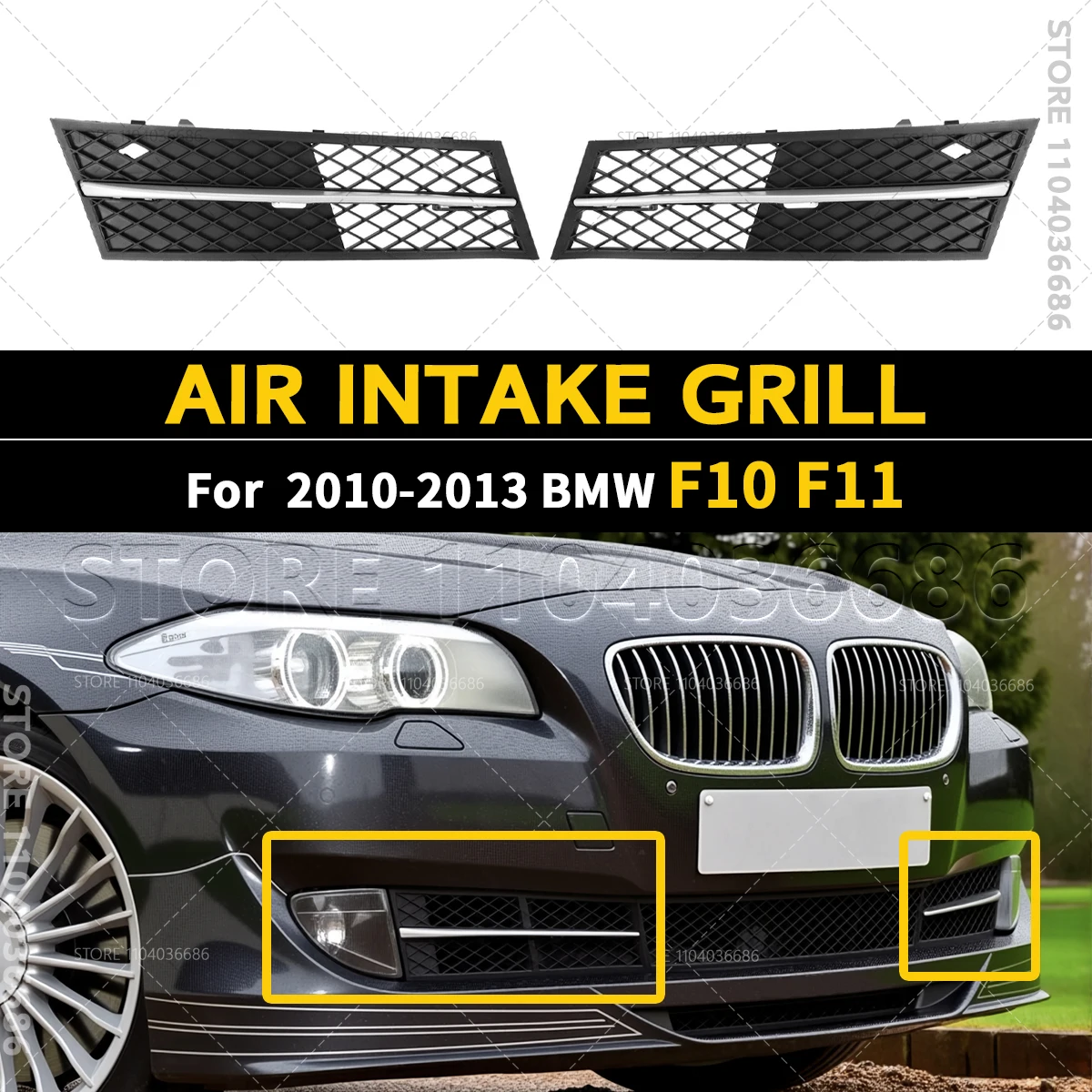 

For 2010-2013 BMW 528i 535i 535iX (F10 F11) Front Lower Bumper Cover Air Inlet Grille 51117200699 51117200700