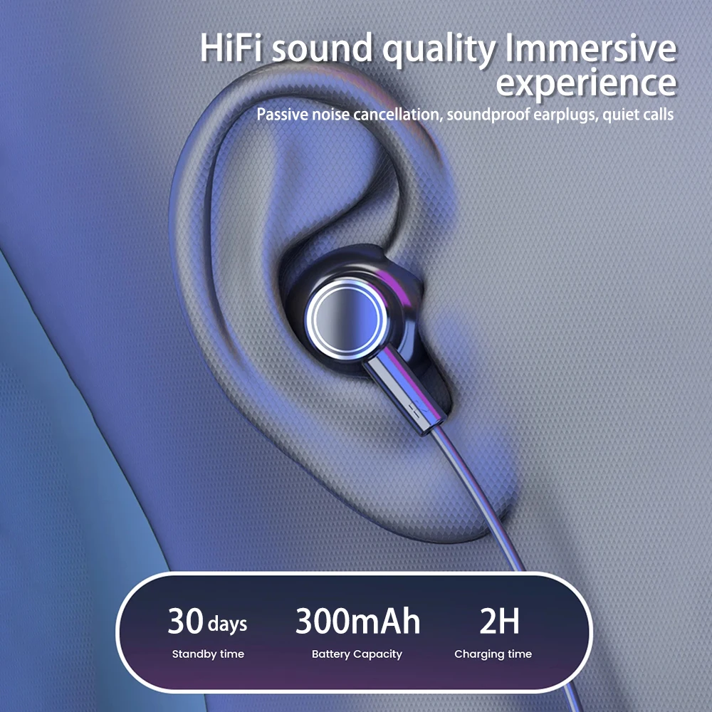 Sports Neckband Headphones Bluetooth Earphones Gaming LED Battery Display Wireless Mic Stereo HIFI TWS Headset Support TF Cards