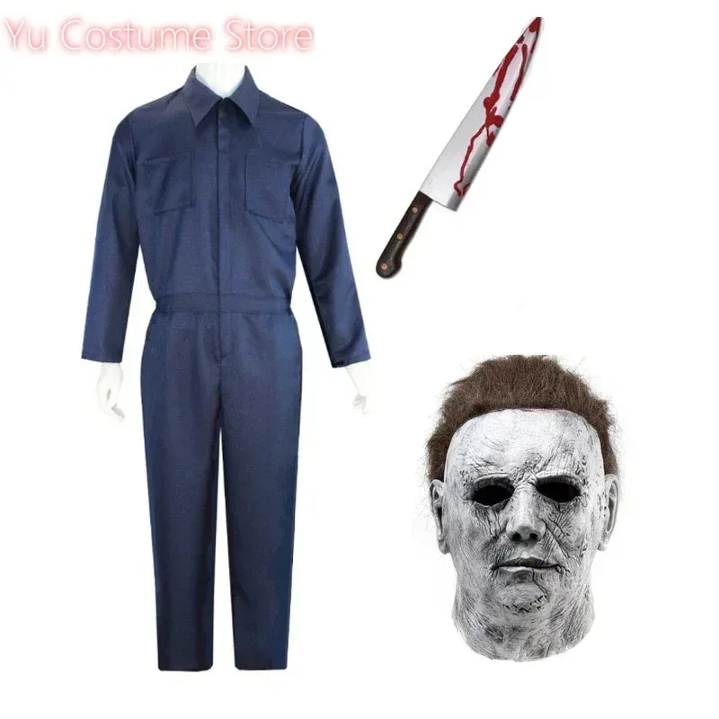 بدلة مايكل القاتل الدموي مايرز التأثيرية قناع الرعب زي حفلة الهالوين للبالغين من الرجال والنساء 5;c,8'z,6.k;s;3'v,6.h;8 #1