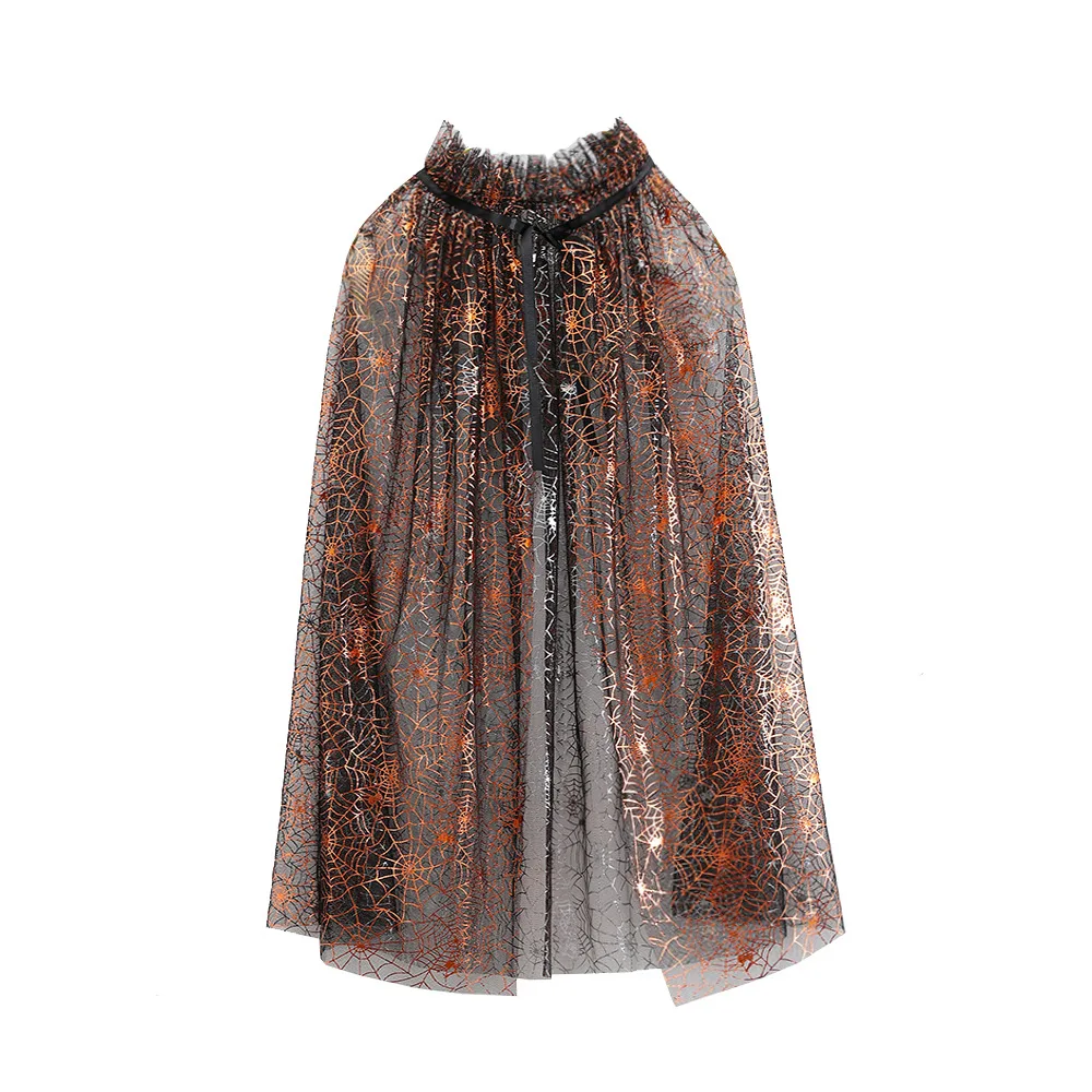 عباءة على شكل شبكة عنكبوت لحفلات الهالوين التنكرية للرجال والنساء والأطفال البالغين