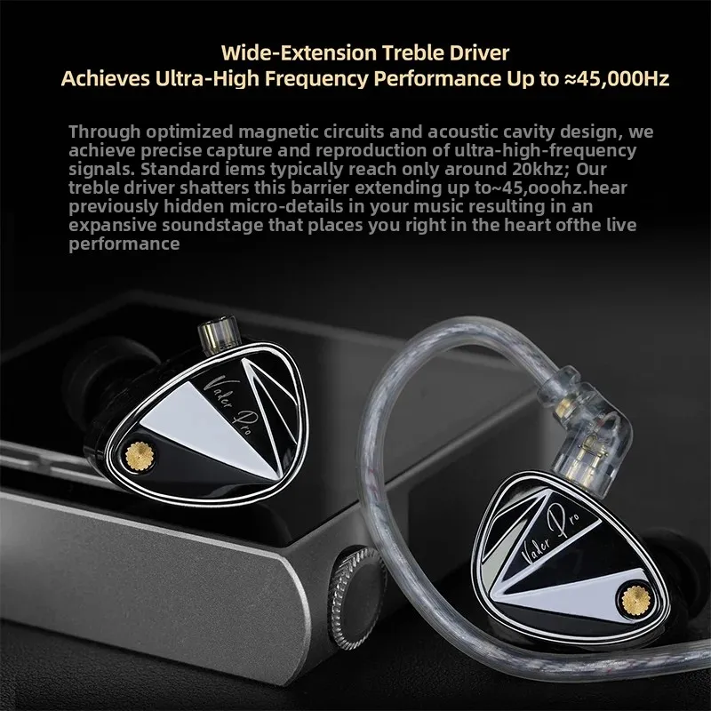 KZ-Vader Pro Professional Dual-Microphone Cable High-End 6-Driver Dynamic IEM Earphones HiFi Stereo Earbuds for Musician