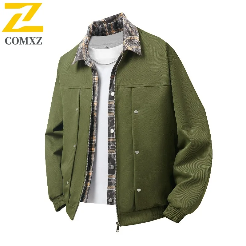 

COMXZ Men Jacket Turndown Collar Outdoor Fishing Wear Resistant Jackets Single Breasted Design Windproof Autumn Mens Clothing