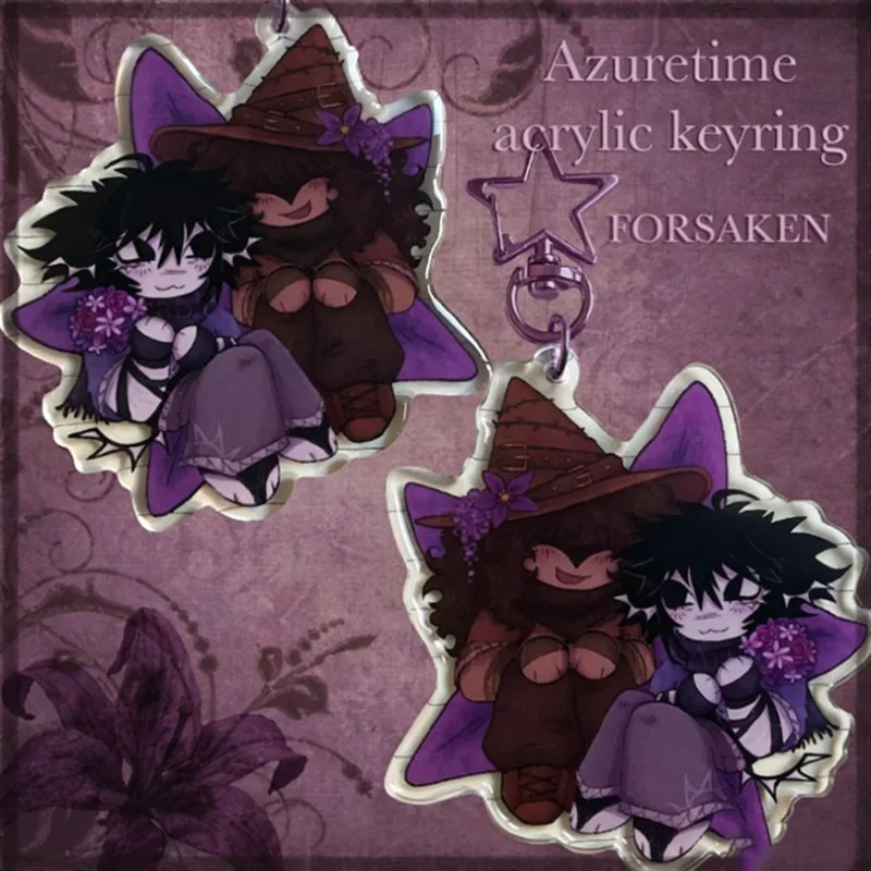 FORSAKEN Azuretime Llavero de acrílico - Colgante de doble cara - Merchandising de fan art - Lindo colgante de personaje de videojuego de dibujos animados
