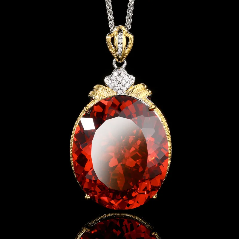 مائة قطع البيضاوي قلادة قلادة تألق 25*30 مللي متر البيض الكبير 5A الصف الحجر مع 55 سنتيمتر سلسلة عنق مجوهرات الأزياء اكسسوارات #4