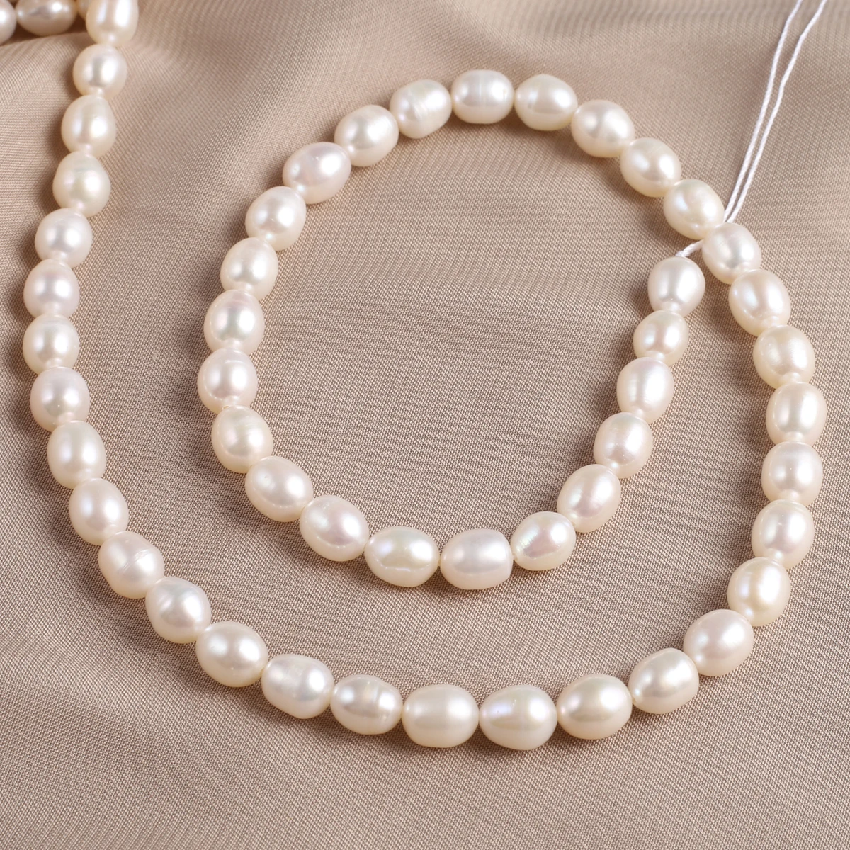 100% Natural Freshwater Pearl Beads High-quality 36cm Rice Shaped White Pearls 7-8mm Jewelry Making DIY Necklace Bracelet Gift