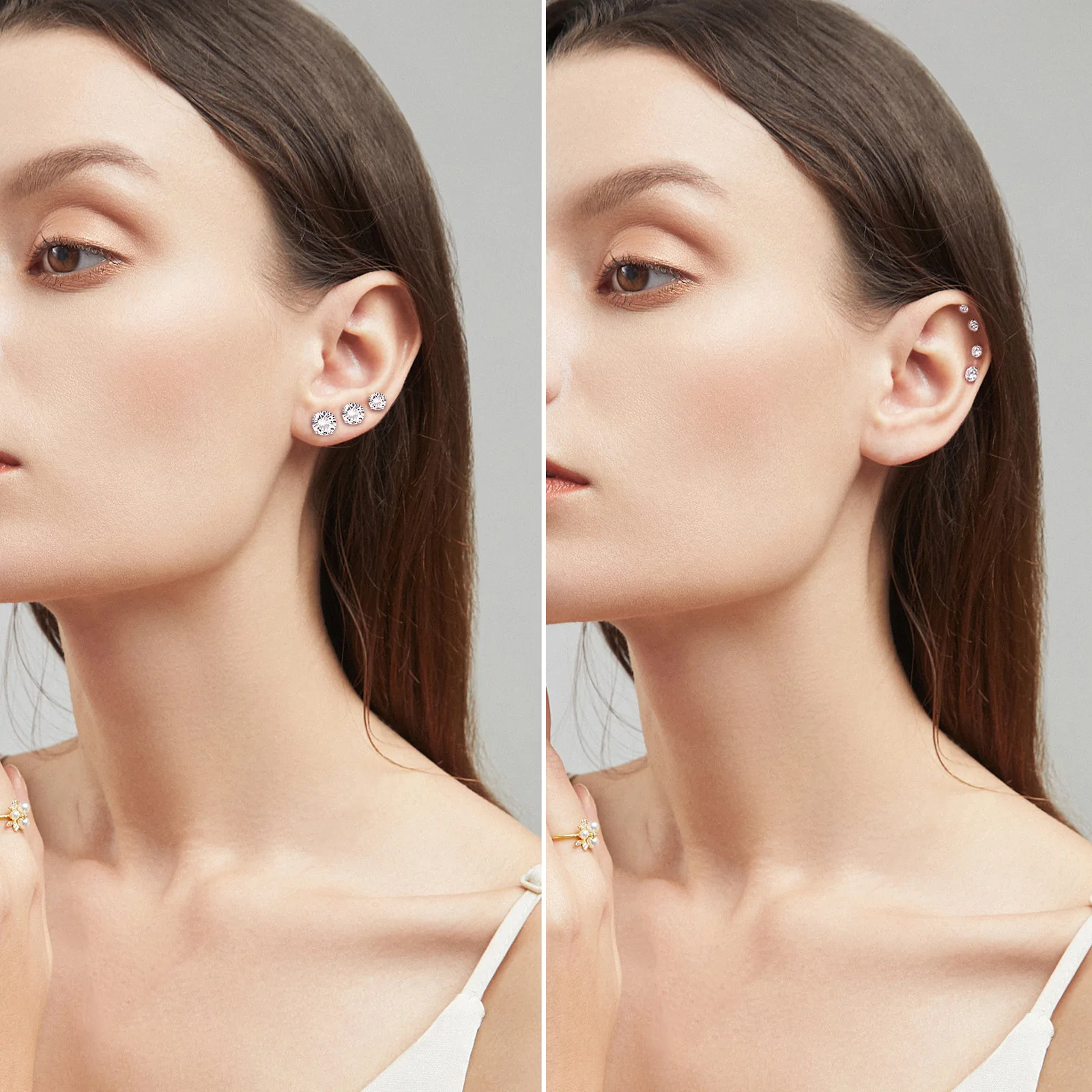 LUXUSTEEL Stainless Steel Round Cubic Zirconia Pendientes Mujer Piercing 2022 Silver Color Multilayers Size Small Earrings Party