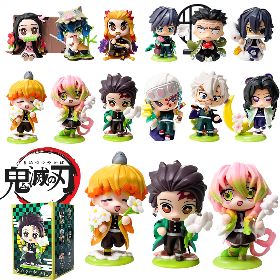 Figurine de dessin animé Demon Slayer Tanjiro Kamado Nezuko, boîte aveugle, statue créative personnalisée, modèle d'ornement, boîte cadeau surprise