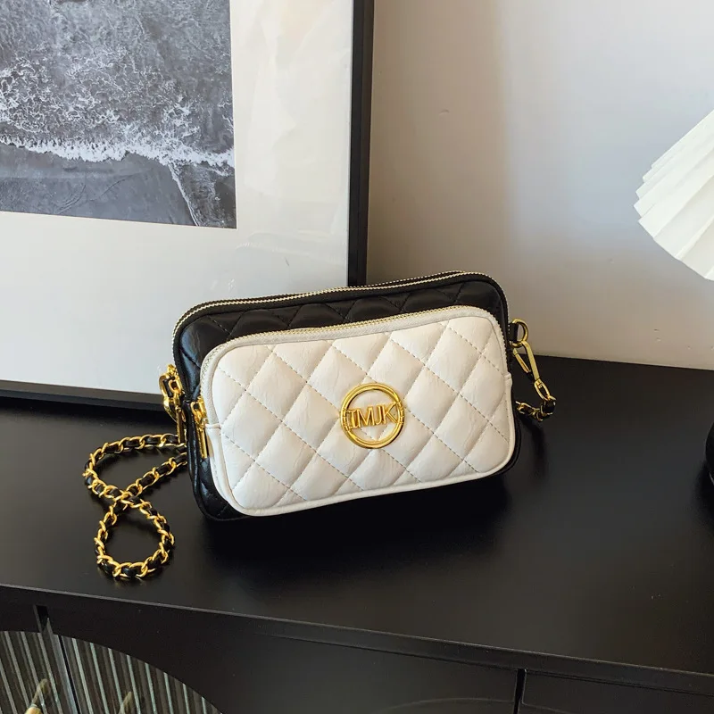 

2025 New Black & White Contrast Mini Square Purse, Trendy Chest Bag for Women, Small Designer Shoulder Bag