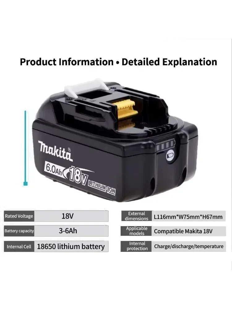

Original Makita18V 5Ah/6Ah for Makita Battery BL1840 BL1830B BL1850B BL1850 BL1860 BL1815 Replacement Lithium Battery
