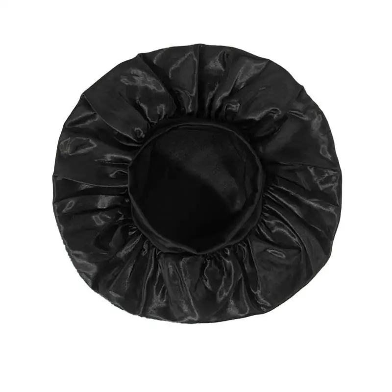 New 2026 European Style Fashion Classic Solid Color Adult Shower Cap Satin Wide Edge Nightcap Women Chemotherapy Hair Care