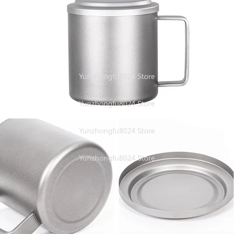 Portable Double-layer Anti-scalding Titanium Cup Travel Tea Set with Filter, Suitable for Outdoor Camping