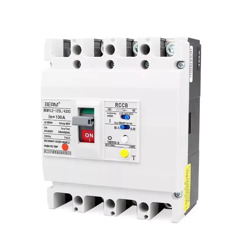 Molded Case Switch NM1LE Circuit Breaker 32A 63A 80A Three-Phase Four-Wire Leakage Protection Main System 3 Phase