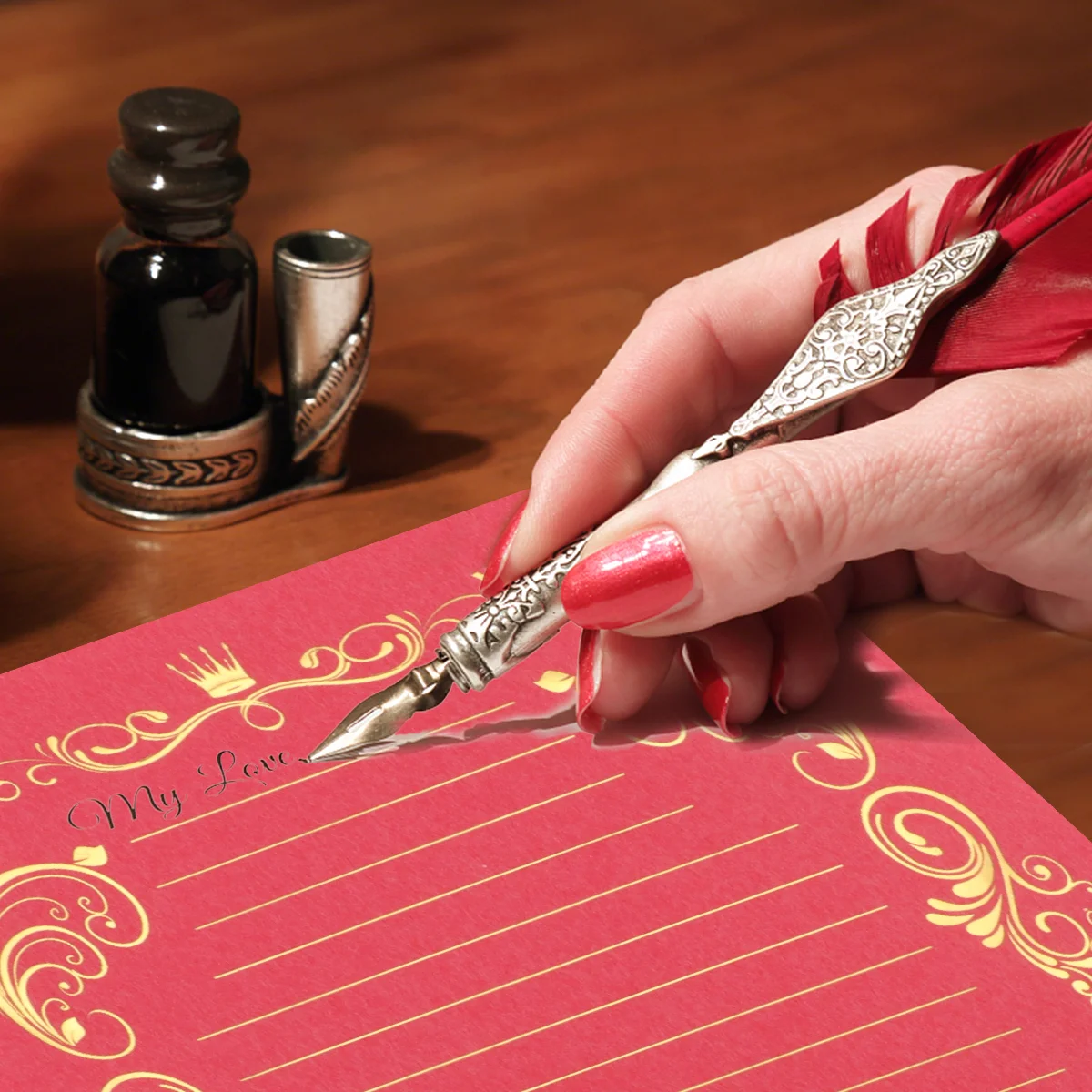 

4 Sets Stationery Letter Paper Writing Love Printed Creative Note Retro Bronzing