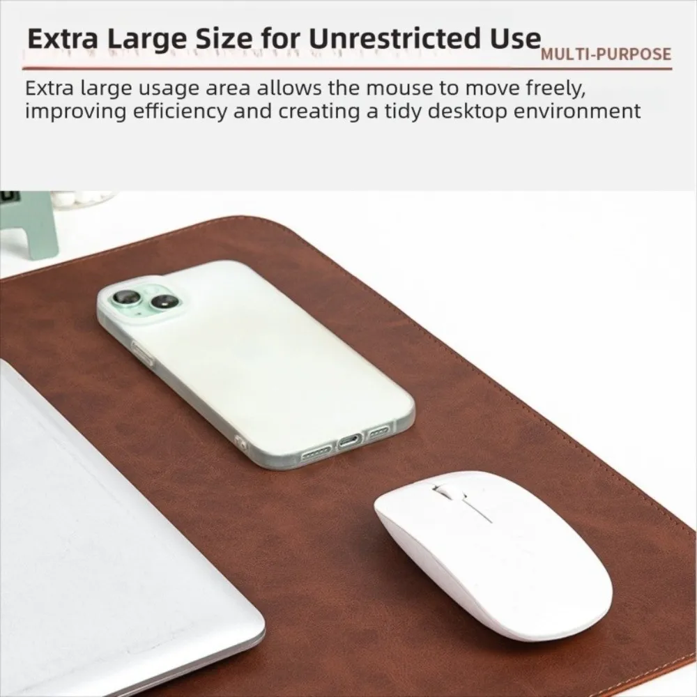 Leather Mouse Pad Non-slip Crazy Horse Pattern Keyboard Mice Mat Waterproof Extra Large Table Protector Home Office