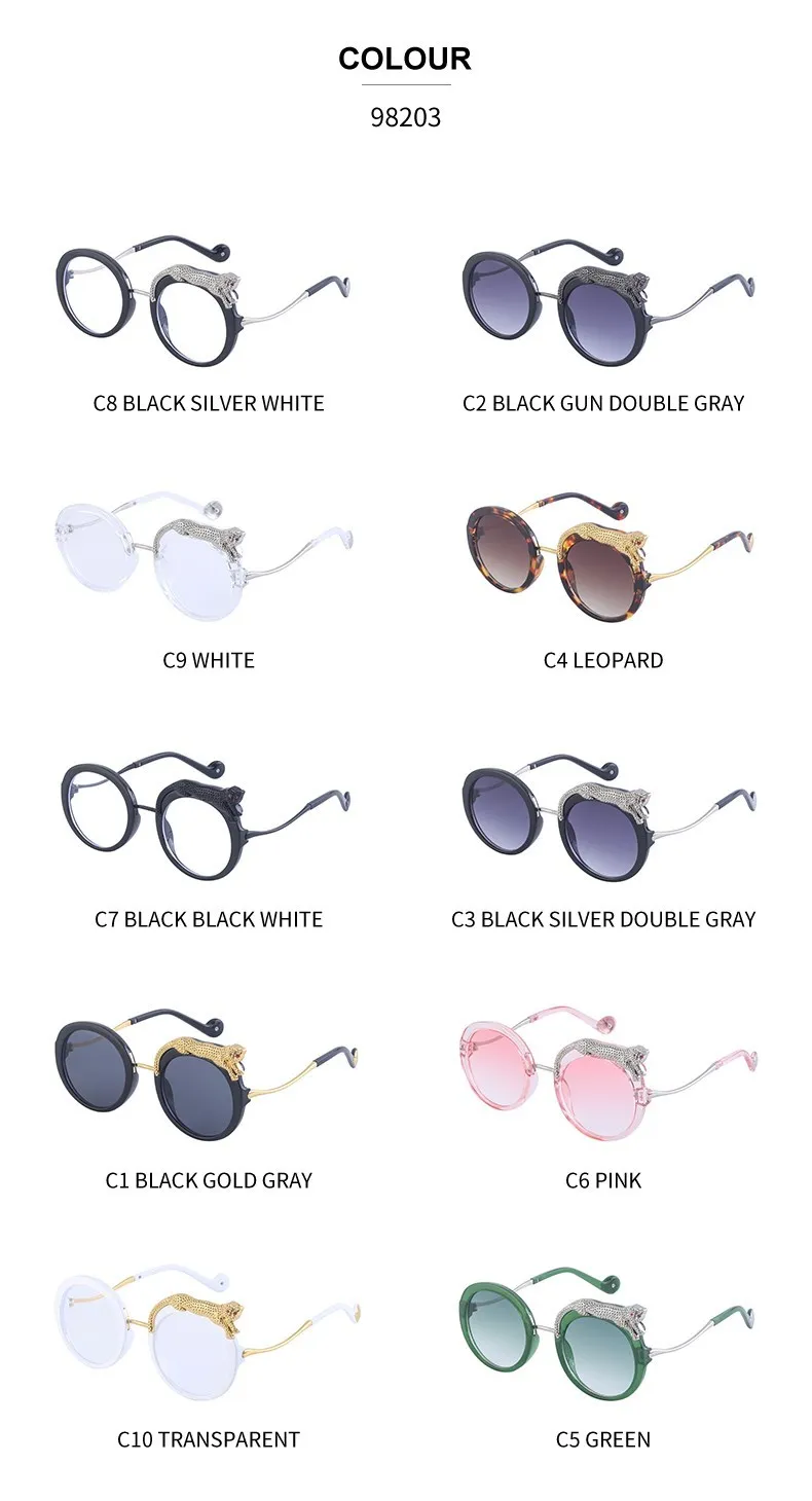 Übergroße Runde Sonnenbrille für Damen 2026 Luxusmarke Mode Kristall Leopardenkopf Sonnenbrillen Retro Anti-Blaulicht-Brillen – Detail 18