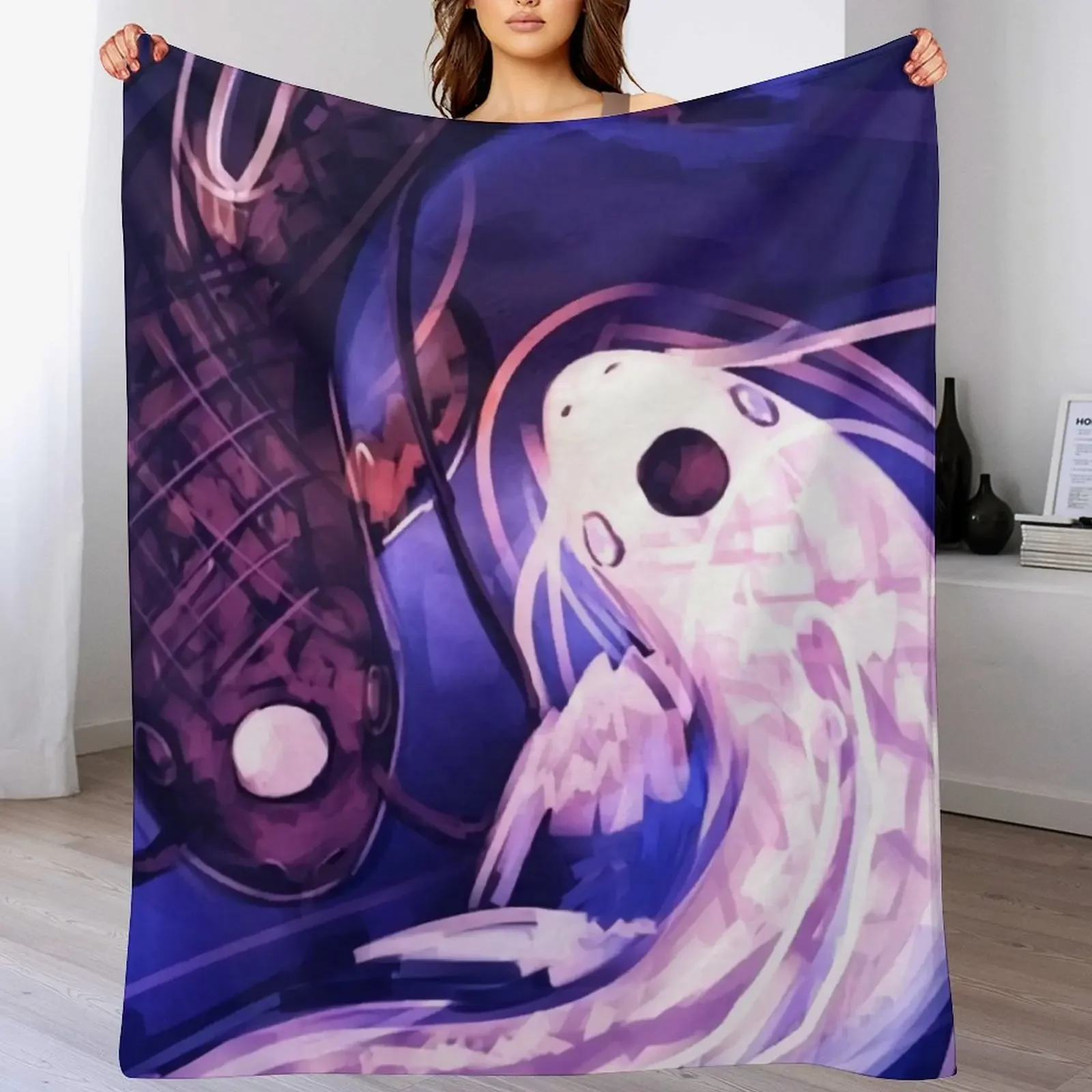 Yin Yang Yue Koi Throw Blanket Tourist For Decorative Sofa Soft Plaid halloween Blankets