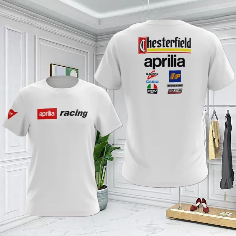 

2025 New Aprilia Racing Chesterfield Team Tshirt Motorcycle Performance Short Sleeve Men Women High Quality Cotton Streetwear