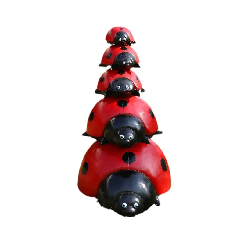 

Simulation cartoon ladybug sculpture outdoor fiberglass insect garden landscape garden community park green space decoration