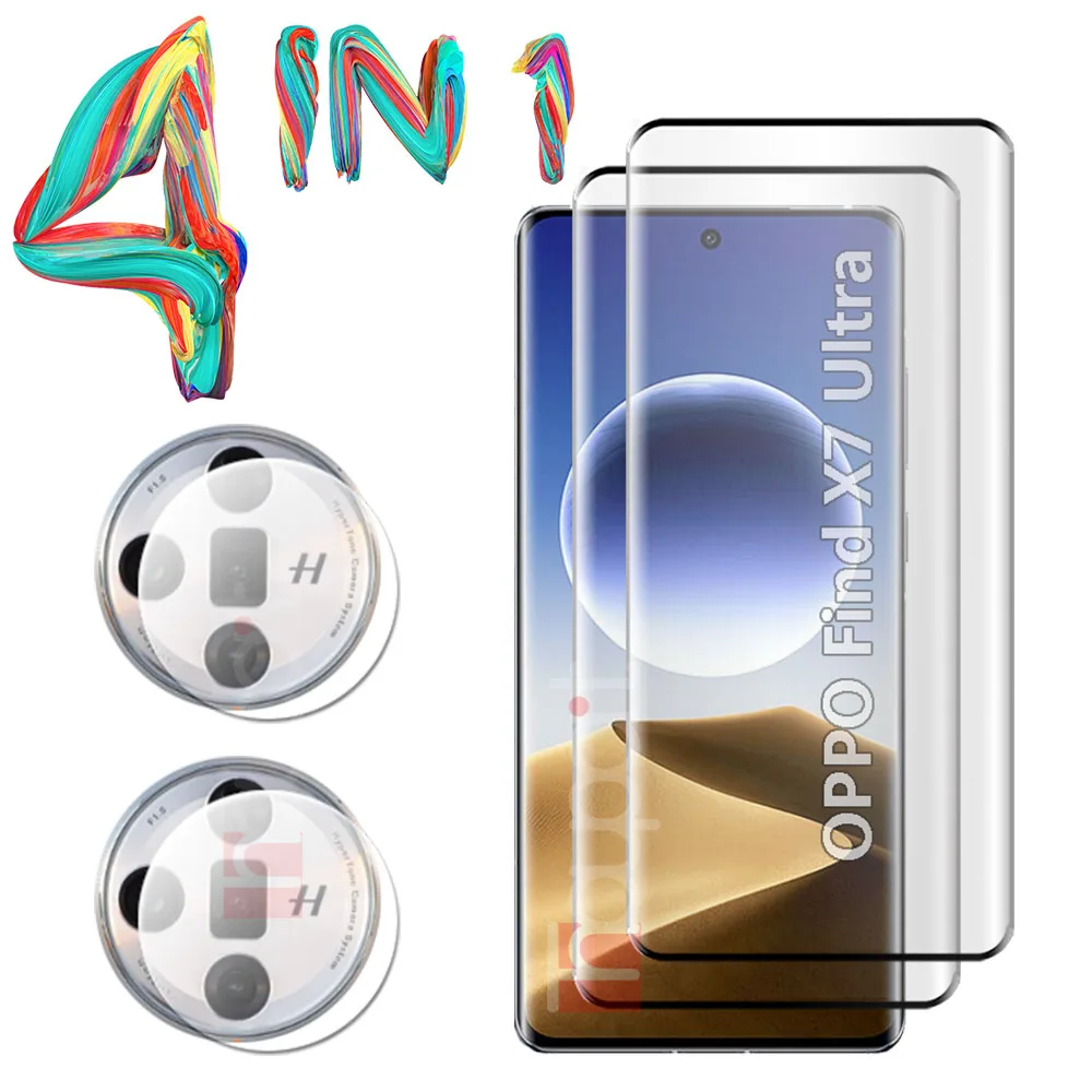 واقي شاشة من الزجاج المقسى ثلاثي الأبعاد لـ oppo find x7 ultra ، غشاء واقي لعدسة الكاميرا