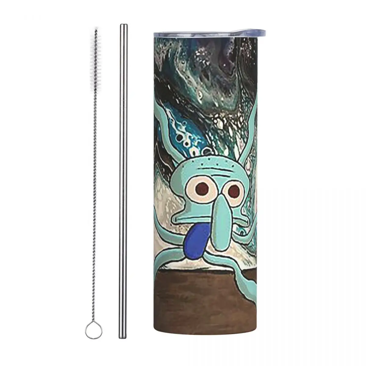Funky Squidward Stainless Steel Tumbler Vacuum Insulated Mugs Thermal Cold Cups Straw With Lid 20oz
