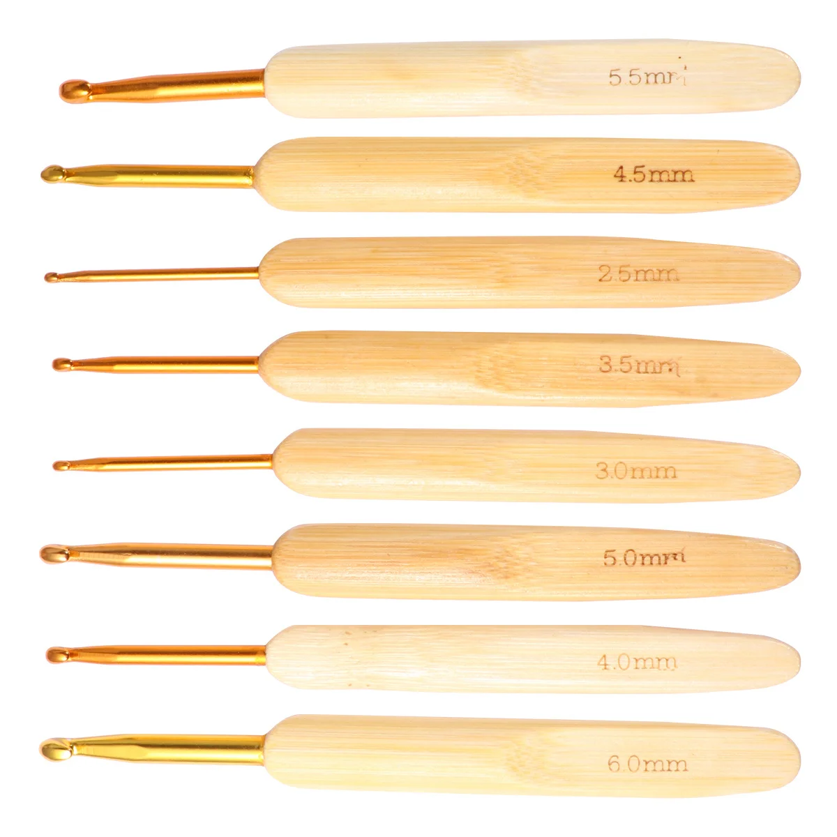 

8pcs Bamboo Handle Crochet Needles 0.6-1.75Mm Knitting Tools Lightweight Anti-Slip Sewing Craft Set For Beginners Women Gift