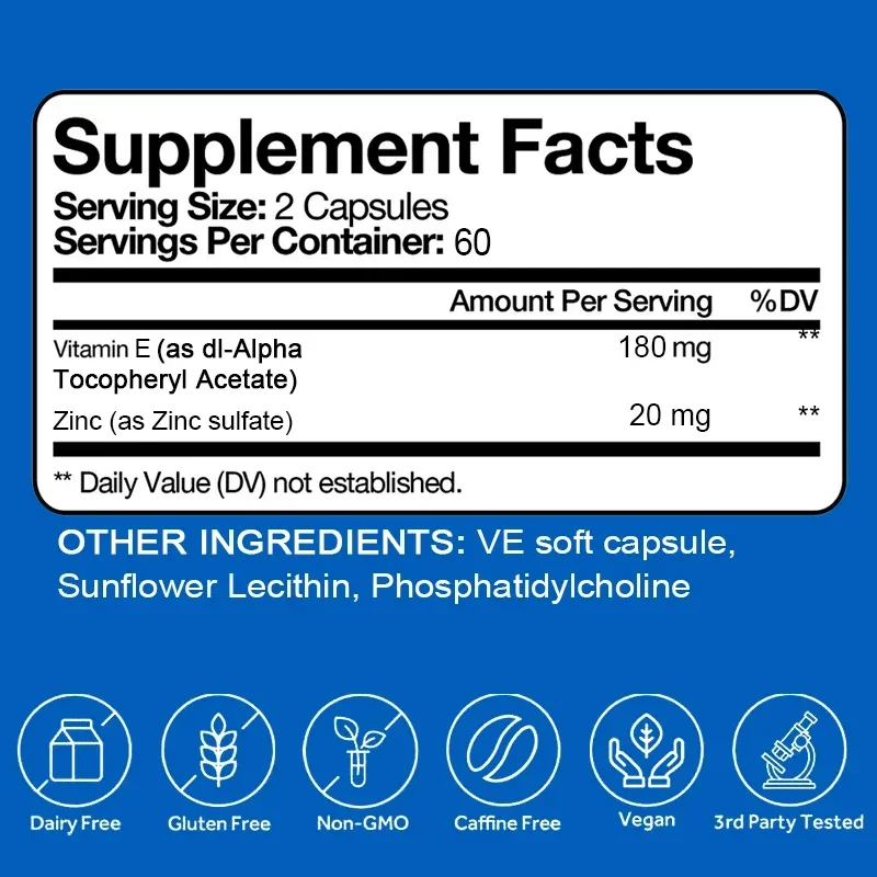 Capsules de vitamine E (d-alpha Tocophérol) à 400 UI, améliore l'hydratation de la peau, anticontinuité et soutien immunitaire