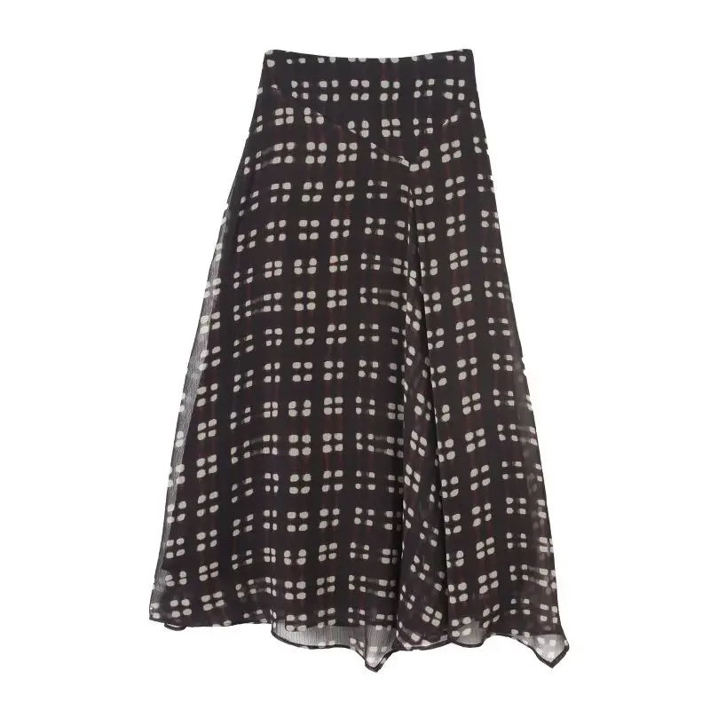 Cross-border European and American style women's clothing 2026 new French retro plaid print elegant commuting skirt