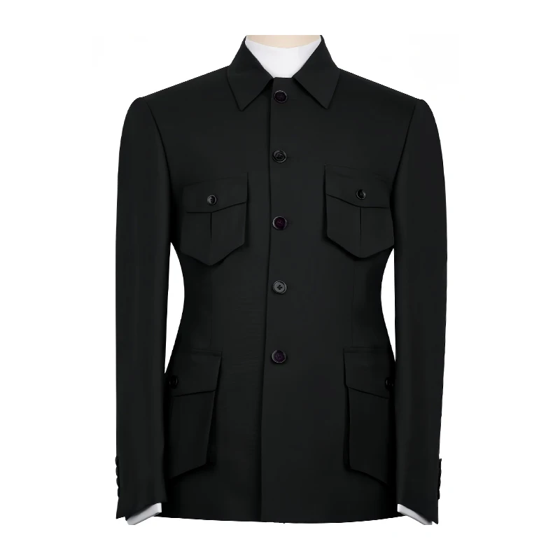 Suit Blazer Jacket Men's Chinese Style Suit Jacket Zhongshan Suit Business Formal 4-Button Mandarin Collar Symmetrical Blazers