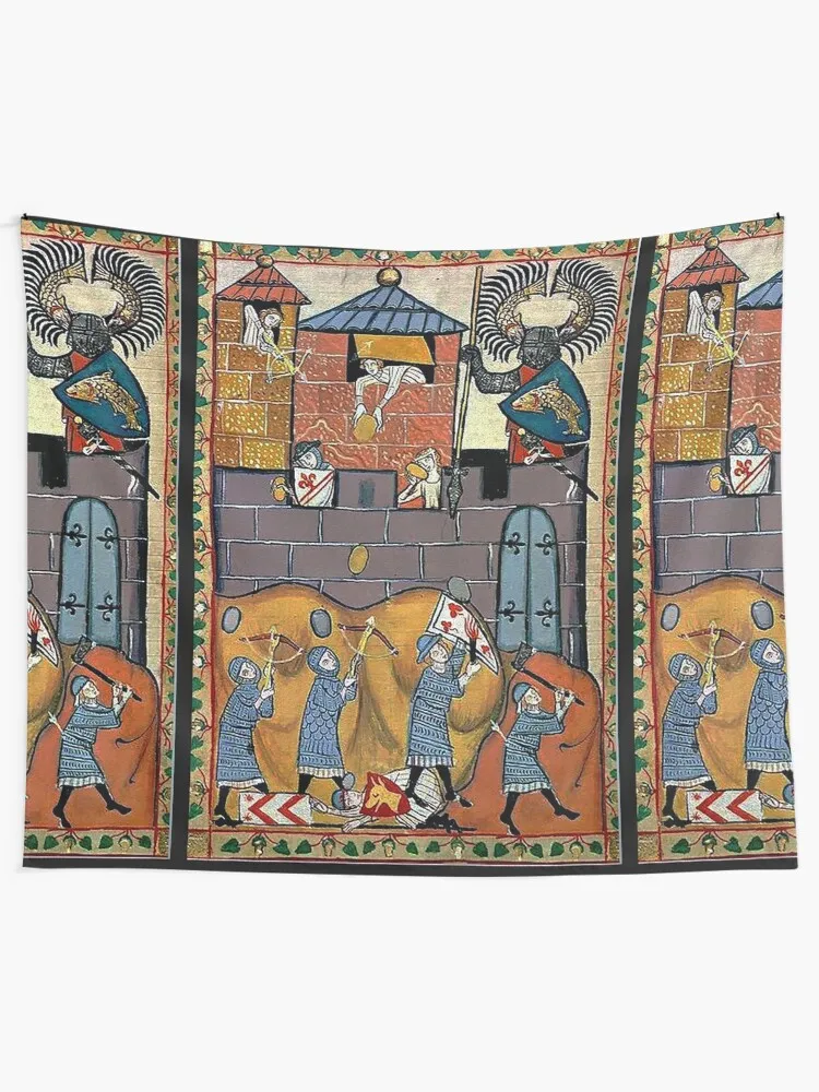 German Medieval Siege Battle Scene Tapestry Bedrooms Decorations