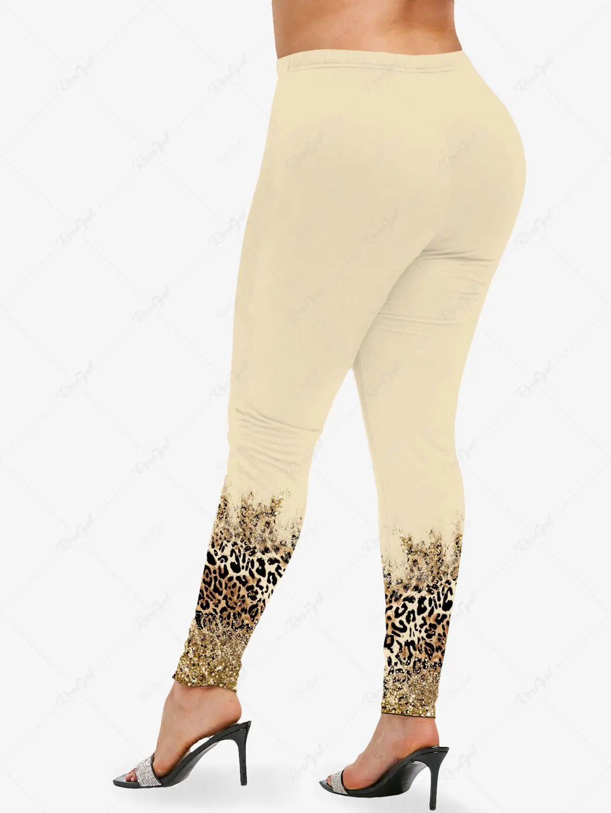 Langarm T-Shirt oder Leggings für Frauen High Stretch Matching Set Leopard funkelnden Glitzer 3D gedruckt täglichen Freizeit anzug