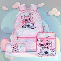 Disney Stitch School Bag Anime Figure Boys Girls Lunch Bag Pencil Case Junior Traveling Bag Backpacks Student School Supplies