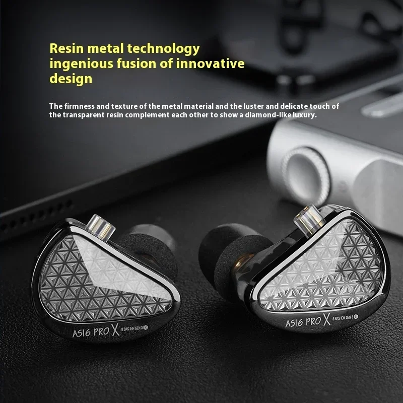 KZ AS16 PRO X Wired In-ear Earphone HiFi Three-Channel Acoustic Duct Structure 16BA Balanced Armature Headset Headphone Custom