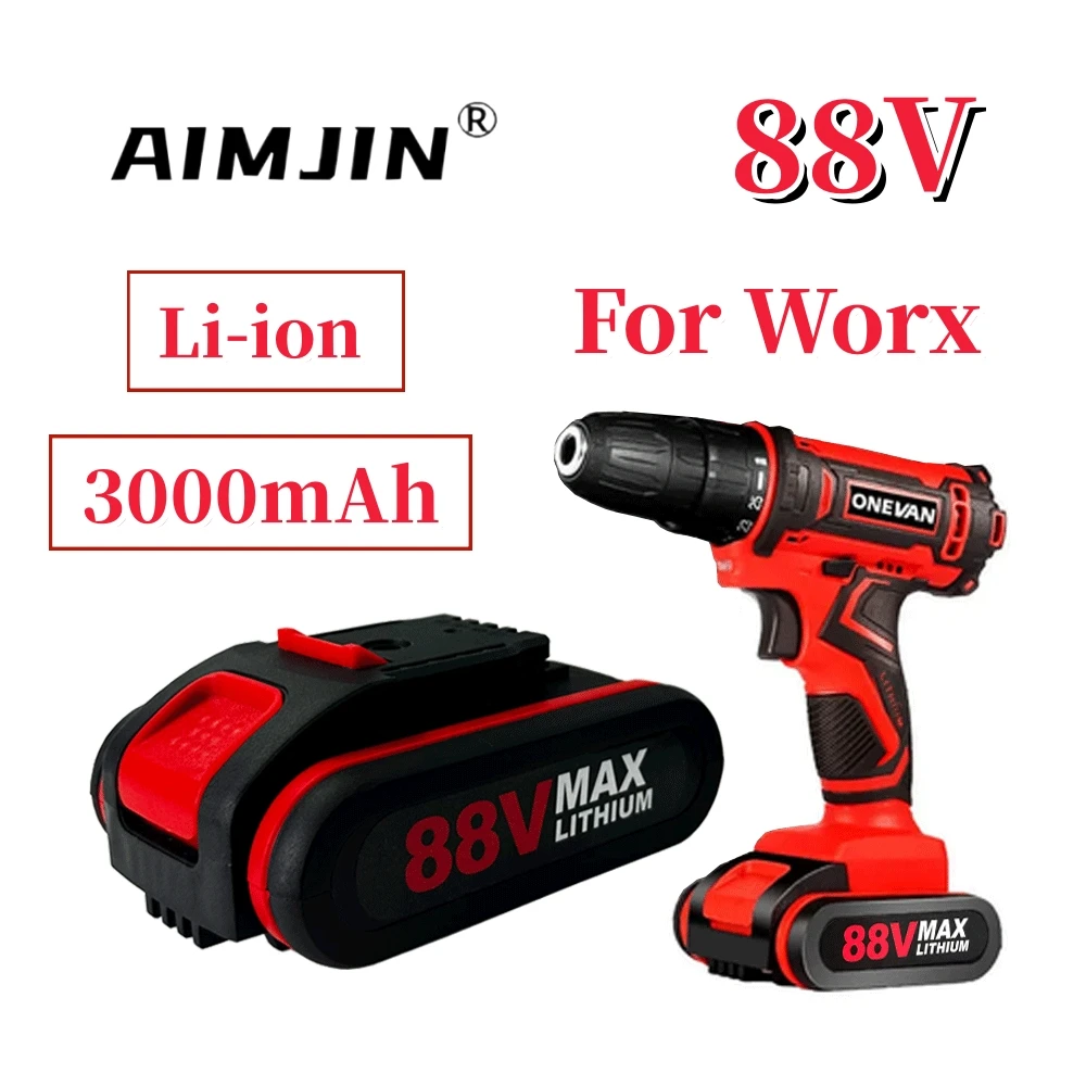 

88V 3000mAh Rechargeable Lithium Ion Battery For Worx Cordless Screwdriver Power Tools Replacement Battery