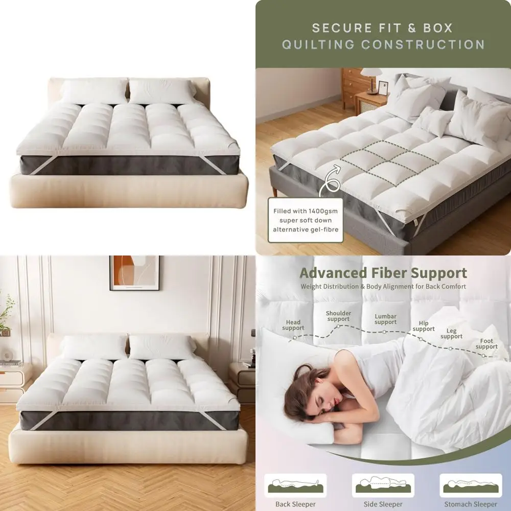 

Twin XL Mattress Topper - Extra Thick Cooling Pillow Top for Back Support & Protection, Stretches 6-22